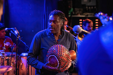 Afro-funk band Antibalas seen performing at Lee’s Palace in Toronto. Antibalas (Spanish for "bulletproof") is an American, Brooklyn-based afrobeat band that is modeled after Fela Kuti's Africa 70 band and Eddie Palmieri's Harlem River Drive Orchestra. Although their music generally follows the musical architecture and language of afrobeat, it incorporates elements of jazz, funk, dub, improvised music, and traditional drumming from Cuba and West Africa.