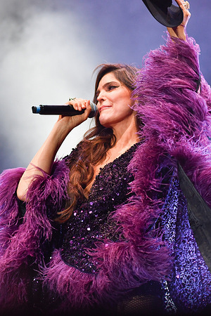 Ana Barbara Mexican singer performs during the concert of the Mado Pride festival in the Plaza de España.