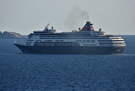 General view of the Renaissance leaving Marseille. The liner Renaissance cruise ship leaves the French Mediterranean port of Marseille.