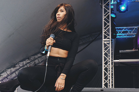 The singer Kwamie Liv performs live on stage at Haven Festival in Copenhagen.