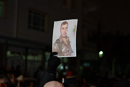 A protester carries a photograph of Ziyad Halep, one of the commanders of the Internal Security Force affiliated with the YPG, who lost his life in the Sheikh Maksud neighbourhood of Aleppo. The Syrian army launched a comprehensive operation in the YPG/SDG-occupied neighbourhoods of Sheikh Maksud and Ashrafiya in Aleppo, removing the organisation's elements from the area and establishing complete control. In response, YPG-supporting groups staged protests in Ankara.