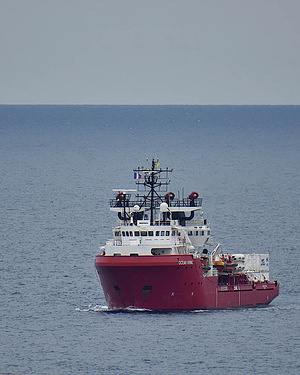 The humanitarian ship Ocean Viking arrives at the port of Marseille for a technical stopover before leaving off the coast of Libya.