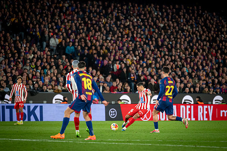 Nahuel Molina (Atlético de Madrid) seen in action during a Copa del Rey match between FC Barcelona and Atletico de Madrid at Spotify Camp Nou. Final Score: FC Barcelona 3:0 Atletico de Madrid