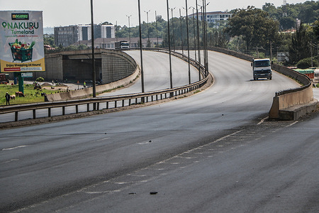 A vehicle seen moving on a deserted highway during the nationwide demonstration that marks one year since the historic June 25, 2024 protests against bad governance.