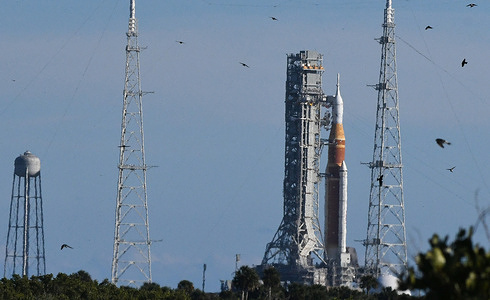 NASA's Artemis II moon rocket stands at launch Pad 39B two days after rolling out from the Vehicle Assembly Building at NASA’s Kennedy Space Center in Cape Canaveral. NASA’s SLS (Space Launch System) rocket and Orion spacecraft for the Artemis II mission are being readied for a 10-day mission in February 2026 which will take a crew of four astronauts around the moon and back to earth.