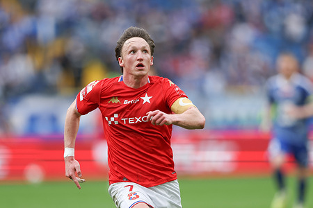 Julius Ertlthaler of Wisla Krakow seen during the BETCLIC 1 POLISH LEAGUE 2025/2026 football match between Ruch Chorzow and Wisla Krakow at Silesian Stadium. Final score; Ruch Chorzow 1:1 Wisla Krakow.