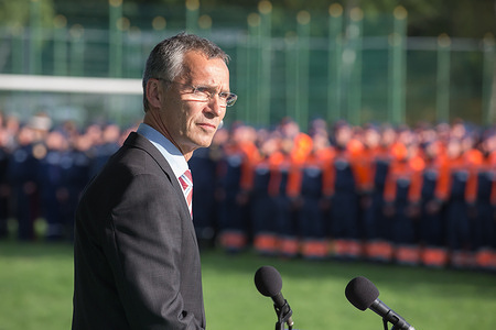 NATO Secretary General Jens Stoltenberg seen during the opening of NATO-Ukraine exercise on emergency situations.