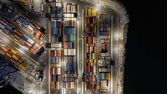 (EDITORS NOTE: Image taken with drone) 
General view of Ambarlı port. Ambarlı Port is a cargo port located in the Beylikdüzü district of Istanbul. It is the country's largest port in terms of container volume and the fifth largest in terms of cargo tonnage.