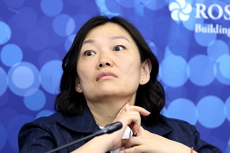 Tatyana Kim, Founder and CEO of Wildberries; RWB (Wildberries & Russ Merged Company) seen during the Russia in the Online Marketplaces as a Driver of Sustainable Economic Development in Russias Regions: Opportunities for Promoting Domestic Brands session of the XXVIII St. Petersburg International Economic Forum at the Expoforum Convention and Exhibition Center.