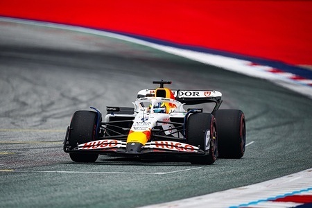 Visa Cash App Racing Bulls F1 Team's french driver Isack Hadjar is seen in action during free practice one of the Formula 1 Austrian Grand Prix 2025 at the Redbull Ring.