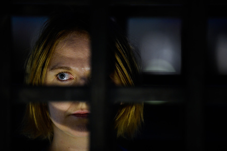 A woman seen inside a cage during a demonstration.
Women take part in a ‘performance’ protest inside several cages in the Main Square to express their solidarity for the Women right during Mother Day in Krakow.