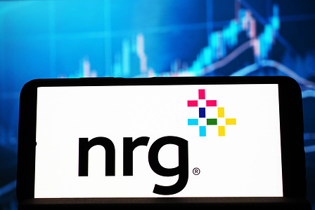 In this photo illustration, the NRG Energy, Inc. logo seen displayed on a smartphone.