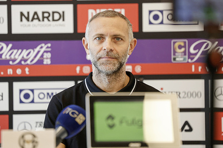 LR Vicenza's President, Stefano Rosso speaks during the press Conference at Casa Vicenza at end of the season 2024-2025.