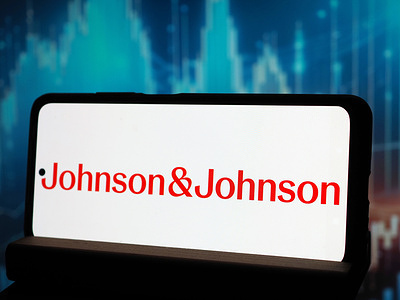 In this photo illustration, the Johnson & Johnson logo seen displayed on a smartphone.