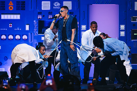 Marracash (Fabio Bartolo Rizzo) performs live during the Marra Stadi25 Tour at San Siro Stadium.