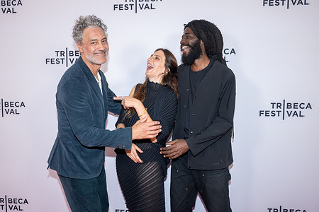 (L-R) Taika Waititi, Dione Roach and Steve Happi attend "Jail Time Records" Premiere during the 2026 Tribeca Film Festival at AMC 19th Street.