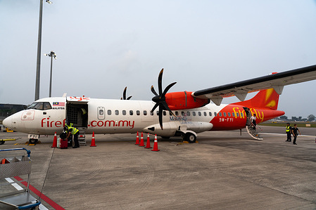 Firefly ATR 72-500 twin-turboprop aircraft seen at Singapore Seletar Airport.