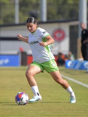 Sienna Darcy Dale of Canberra United FC seen in action during the 2025/26 Ninja A-League Women Round 11 match between Western Sydney Wanderers FC and Canberra United FC held at the Wanderers Football Park. Final score Western Sydney Wanderers FC 1:1 Canberra United FC.