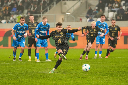 Václav Pilař of FK Hradec Králové seen in action during the Czech First League (Fortuna Liga) football match between FK Hradec Králové and FK Mladá Boleslav at Malšovická Arena. Final score FK Hradec Králové 1 : 1 FK Mladá Boleslav