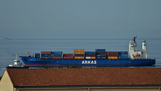 The container ship Allegri arrives at the French Mediterranean port of Marseille.