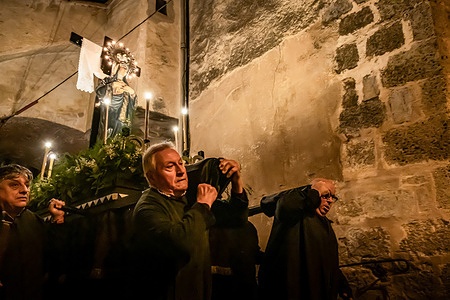 La Mare de Deu dels Dolors (Mother of God of Sorrows) seen in procession. As is tradition on the Friday before Passion Week, the town celebrates the Procession of Sorrows, a silent procession with more than 800 years of history.