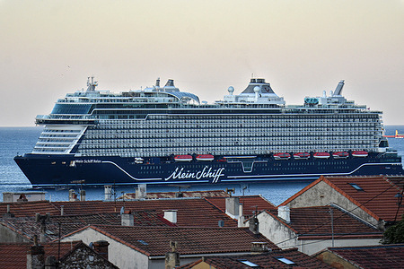 The passenger cruise ship Mein Schiff Relax arrives at the French Mediterranean port of Marseille.