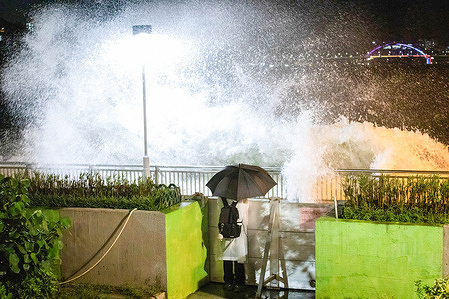 A man was observing the waves caused by the Super Typhoon Ragasa at Heng Fa Chuen, Hong Kong. Super Typhoon Ragasa, the most powerful tropical cyclone of 2025, battered Northern Philippines on Monday with the wind speeds of 267 kph (165 mph), leaving behind widespread devastation. The storm is projected to reach Hong Kong by Wednesday.