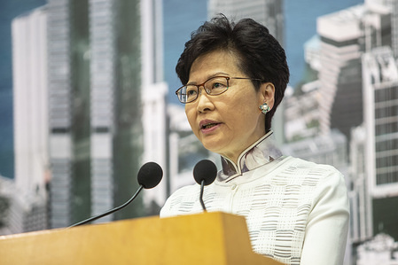 Carrie Lam, Hong Kong's chief executive, speaks at the press conference at Central Government Complex.
Hong Kong's Chief Executive Carrie Lam announced to delay a controversial China extradition bill and halt its progress on Saturday after recent clashes between the police and protesters outside government buildings over the bill that would allow suspected criminals to be sent to the mainland. An estimated 1 million people took to the streets on Sunday to protest against the bill as clashes between demonstrators and the police erupted after the peaceful march and many believe the proposed amendment would erode Hong Kong's legal protections, placing its citizens at risk of extradition to China.