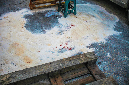 (EDITORS NOTE: Image contains graphic content)
A view of Traces of a shoe full of blood at the site of assassination of 4 Palestinians by the Israeli special forces in the city of Jenin in the occupied West Bank. An Israeli special force infiltrated the middle of the market in the city of Jenin and shot dead 4 Palestinians.