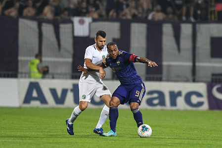 Svetoslav Djakov of Ludogorets and Marcos Tavares of Maribor during the UEFA Europa League play-off second leg match between NK Maribor (SVN) and PFC Ludogorets (BUL) at Stadium Ljudski vrt, Maribor.
(Final Score: Maribor 2 - 2 Ludogorets)