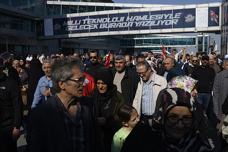 People seen entering the rally's area. Reportedly 1.7 million people gathered for the electoral rally of the Justice and Development Party (AKP Adalet ve Kalkinma Partisi) Party at Ataturk airport’s garden in Istanbul. On May 14th, Presidential and Parliamentary elections will be held in Turkey. Conservative and religious supporters of the AKP Party and its allies (Nationalist Movement Party -MHP Party, the Free Cause Party - HÜDA-PAR, the New Welfare Party -YRF) were seen at the event at the presence of the current president and presidential candidate for AKP, Recep Tayyip Erdogan.