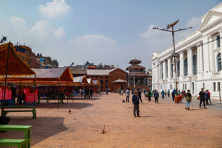 General view of polling station at the Basantapur Durbar Square, a day ahead of the elections, at the Election Commission office.