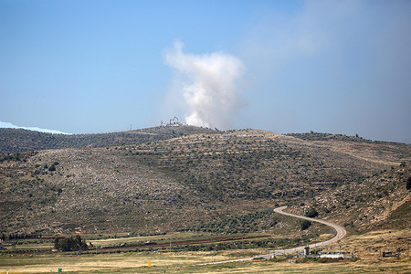 Smoke is rising near the outpost adjacent to the Itamar settlement, east of Nablus in the West Bank. Palestinian farmers reported that a group of Jewish settlers set fire to Palestinian trees and agricultural fields, and the blaze destroyed hundreds of olive trees and crops.