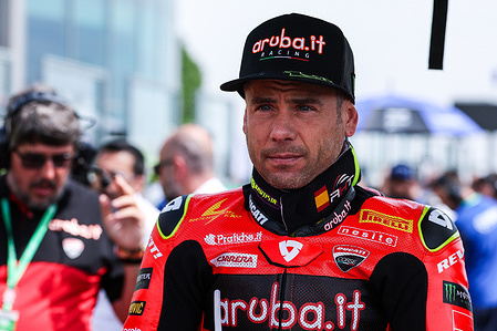 Alvaro Bautista of Aruba.it Racing - Ducati with Ducati Panigale V4R looks on during FIM SBK Superbike World Championship Acerbis Italian Round - Box and Pit Lane at Cremona Circuit.