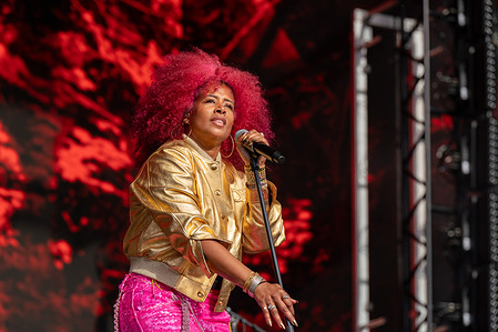 Kelis Rogers better known as Kelis seen performing live on the main stage at Lido Festival.