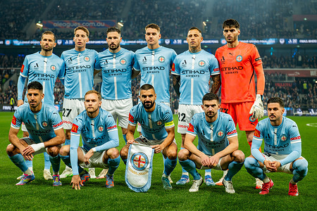 Melbourne City team seen posing for a team photo for the Isuzu A-Leagues Men Grand Finale between Melbourne City and Melbourne Victory at AAMI Park. Final score: Melbourne City 1 - 0 Melbourne Victory
