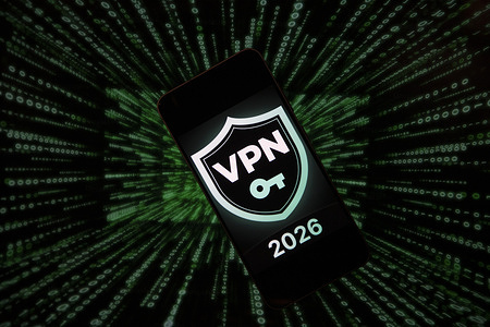 In this photo illustration, a Virtual Private Network (VPN) logo is displayed on a mobile phone screen. Authorities in Indian administered Jammu and Kashmir have begun taking action against dozens of residents accused of using virtual private networks (VPNs) after local administrations in several districts imposed restrictions on encrypted internet services, a move comes in a region long marked by separatist violence and a heavy security presence. Officials said the measures were prompted by security concerns, arguing that such tools can be used to bypass monitoring mechanisms, circulate misinformation and enable activities they describe as threats to public order and national security, adding that further action could follow for violations of the orders.