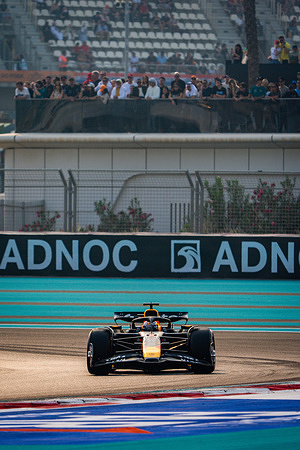 Oracle Red Bull Racing Dutch driver Max Verstappen seen in action during the free practice three of the Formula 1 Abu Dhabi Grand Prix 2025 at Yas Marina Circuit.
