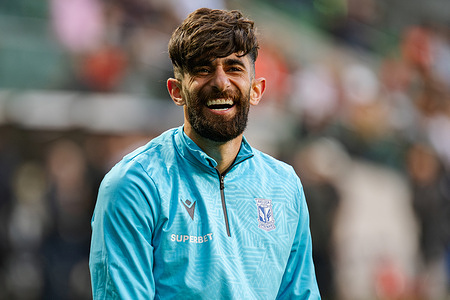 Ali Gholizadeh of Lech celebrates a win during the Polish PKO Bank Polski Ekstraklasa League match between Legia Warszawa and Lech Poznan at Marshal Jozef Pilsudski Legia Warsaw Municipal Stadium. Final score; Legia Warszawa 0 : 1 Lech Poznan.