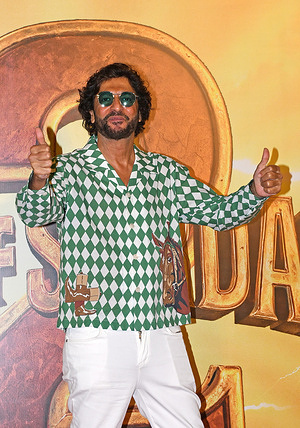 Bollywood actor Chunky Panday, poses for a photo after the trailer launch of his upcoming film 'Son of Sardaar 2' in Mumbai.
