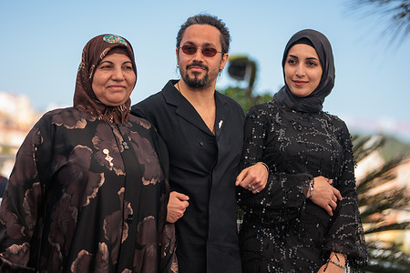 Kamara Al Mawla, Rakan Mayasi and Rim Al Mawla attend the photocall of "Yesterday the Eye Didn't Sleep" at the 79th Cannes Film Festival.