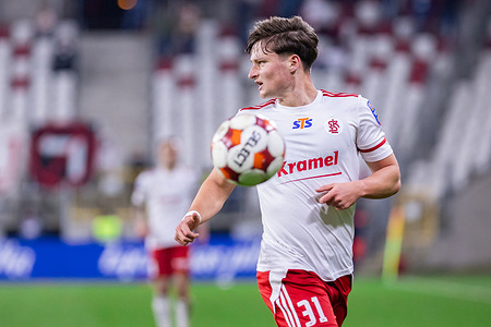 Adrian Jurkiewicz of LKS seen during the STS Polish Cup match between LKS Lodz and GKS Katowice at Wladyslaw Krol Municipal Stadium. Final score; LKS Lodz 1:2 GKS Katowice.