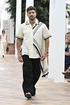 Pablo Alborán attends Adolfo Domínguez design during Mercedes Benz Fashion Week Madrid Cibeles Palace in Madrid.