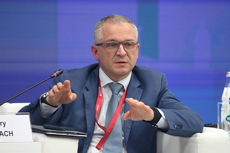 Dmitry Volvach, Deputy Minister of Economic Development of the Russian Federation attends a session on Russia and Azerbaijan in the framework of the St. Petersburg International Economic Forum 2024 (SPIEF 2024).