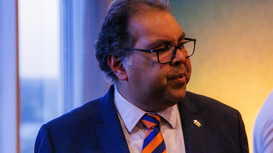 New Democrat Party Leader Naheed Nenshi addresses supporters after polls closed in the Alberta by-elections at Delta Hotel Edmonton South. The New Democrat Party (NDP) took 2 of the 3 by-elections both in Edmonton, Edmonton Ellerslie and Edmonton Strathcona. The third by-election in Olds-Didsbury-Three Hills was won by the United Conservative Party.