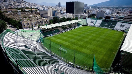 (Editors Note: Image was taken with a drone.)
A general view of the football stadium of Panathinaikos Athletic Club which is located at the Abelokipi suburb in Central Athens.