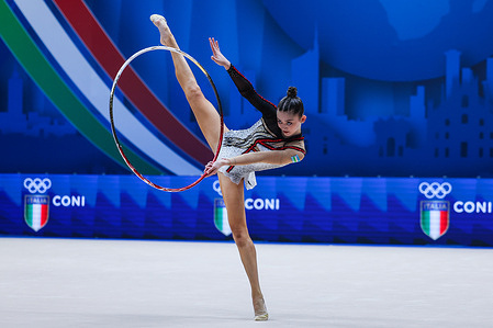 Lola Djuraeva (UZB) seen during the Rhythmic Gymnastics FIG World Cup Finals 2026 Milano at Unipol Forum.