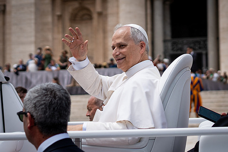 Pope Leo XIV leaves the Square after the traditional Wednesday General Audience at St. Peter's Square.