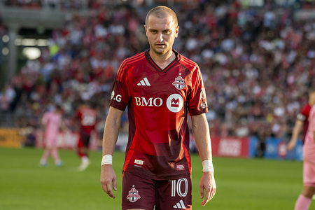 #10 Djordje Mihailovic in action during the MLS game between Toronto FC and Inter Miami FC at BMO field. Final score; Toronto FC 1:1 Inter Miami FC
