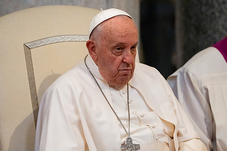 Pope Francis presides over the vespers to mark the anniversary of the Dedication of the Papal Basilica of Saint Mary Major and the Solemnity of Saint Mary of the Snows in Rome.